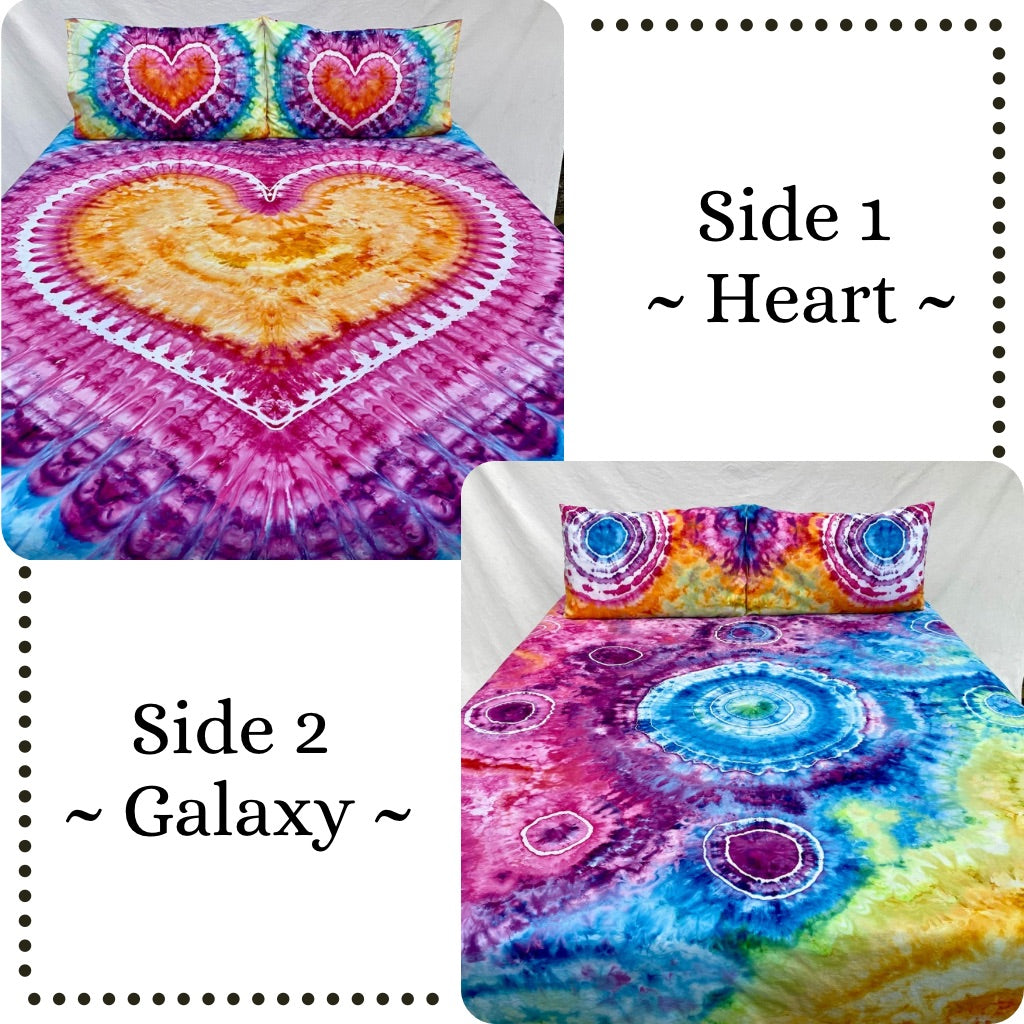 Classic Double sided  |  hand dyed doona cover  |  Heart + Galaxy Designs