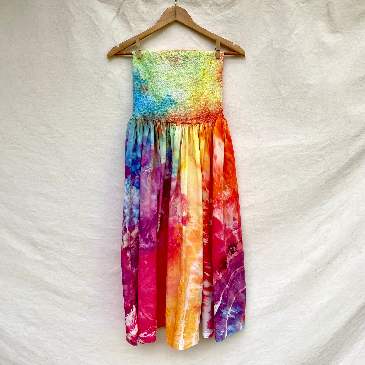 Medium hand dyed sun dress - Rainbow Bloom