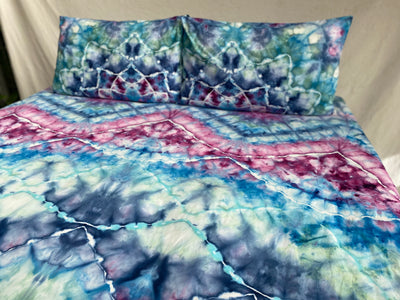 Purple | Blue | Jade Mandala tie dye Throw Set