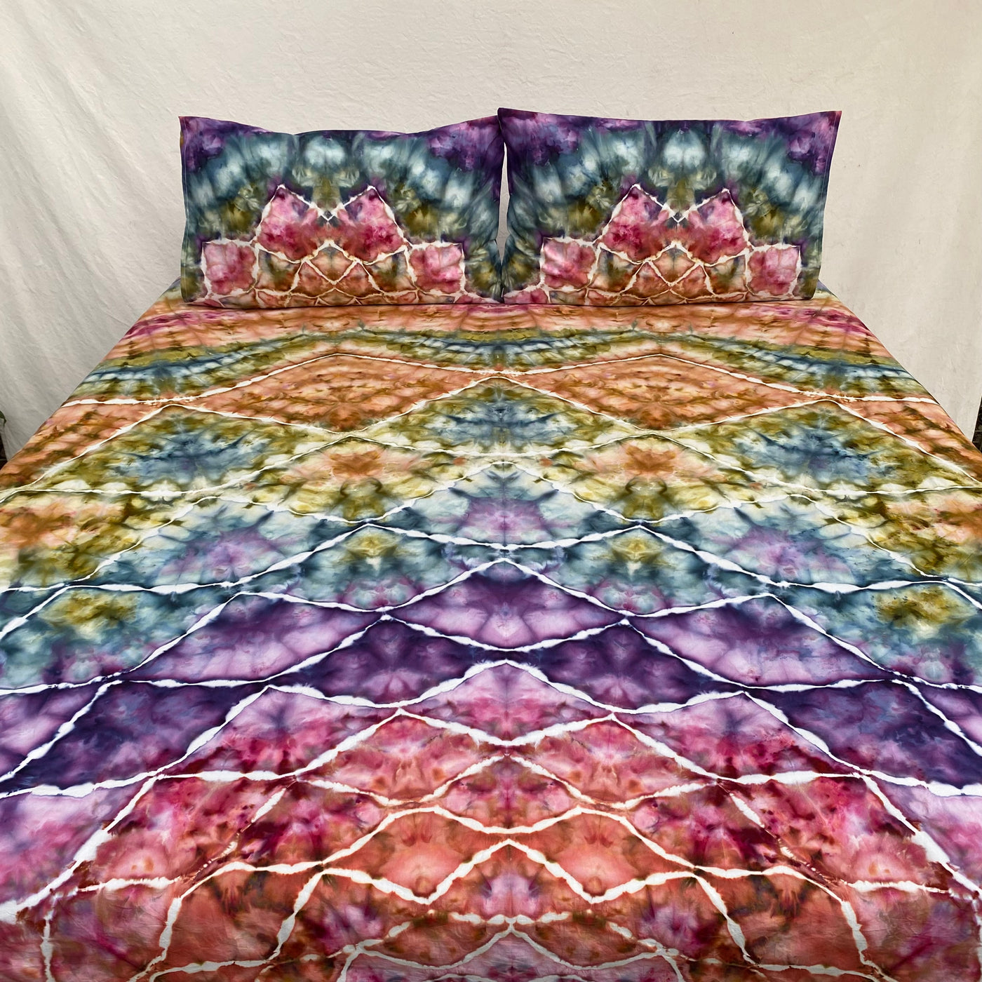 Earthy Rainbow Mandala tie dye Throw Set