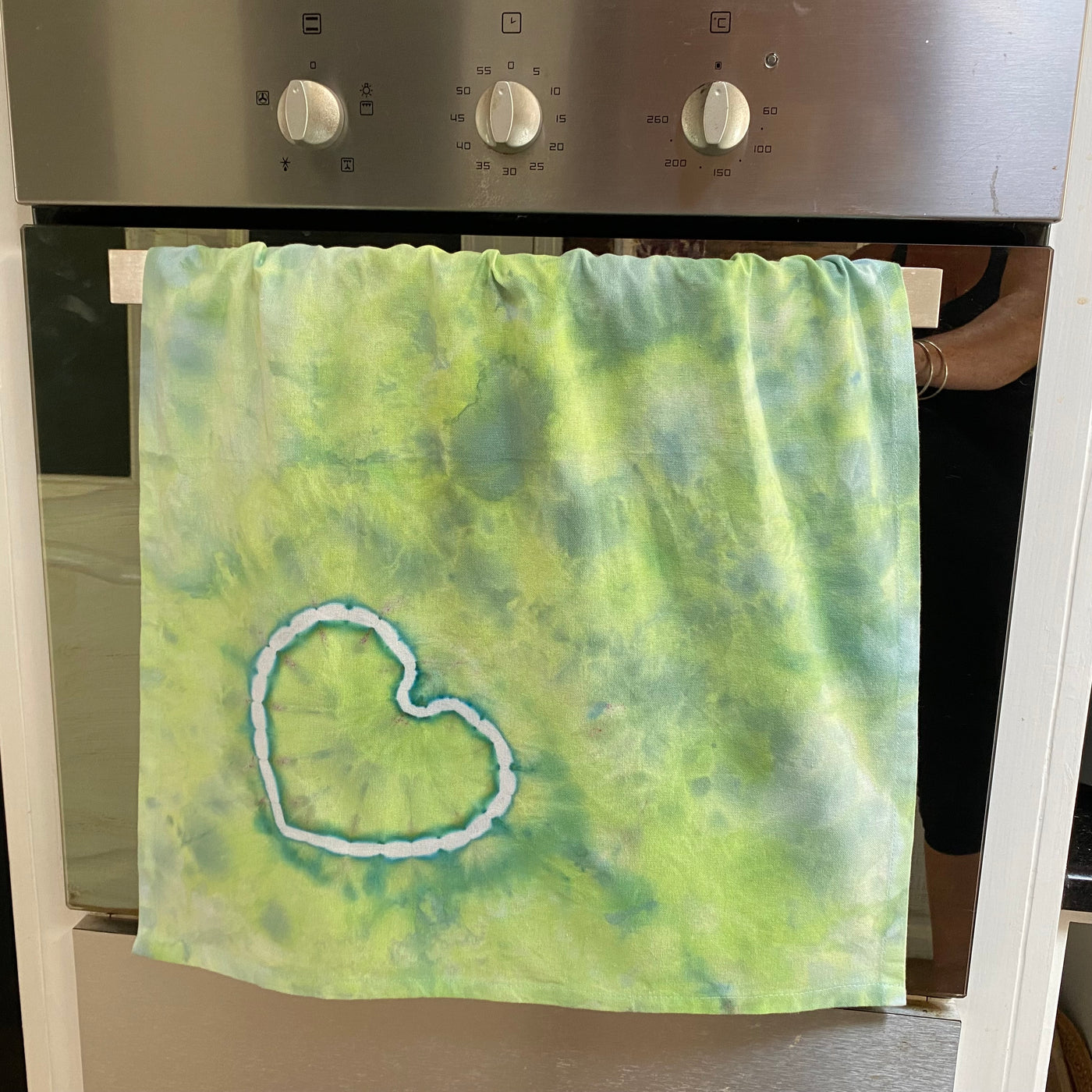 Green heart - Tie Dye Tea Towel