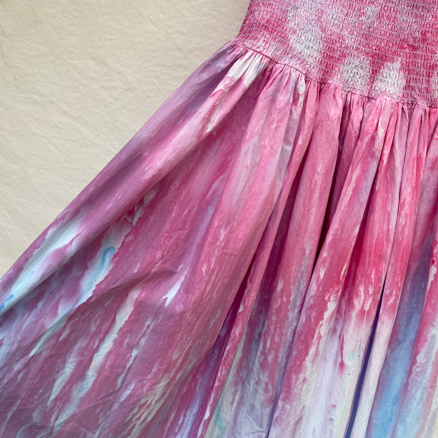 Medium hand dyed sun dress - Pink + Bahama's Blue Waterfall