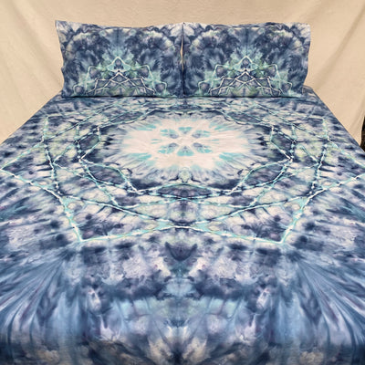 Blue Burst Mandala tie dye Throw Set