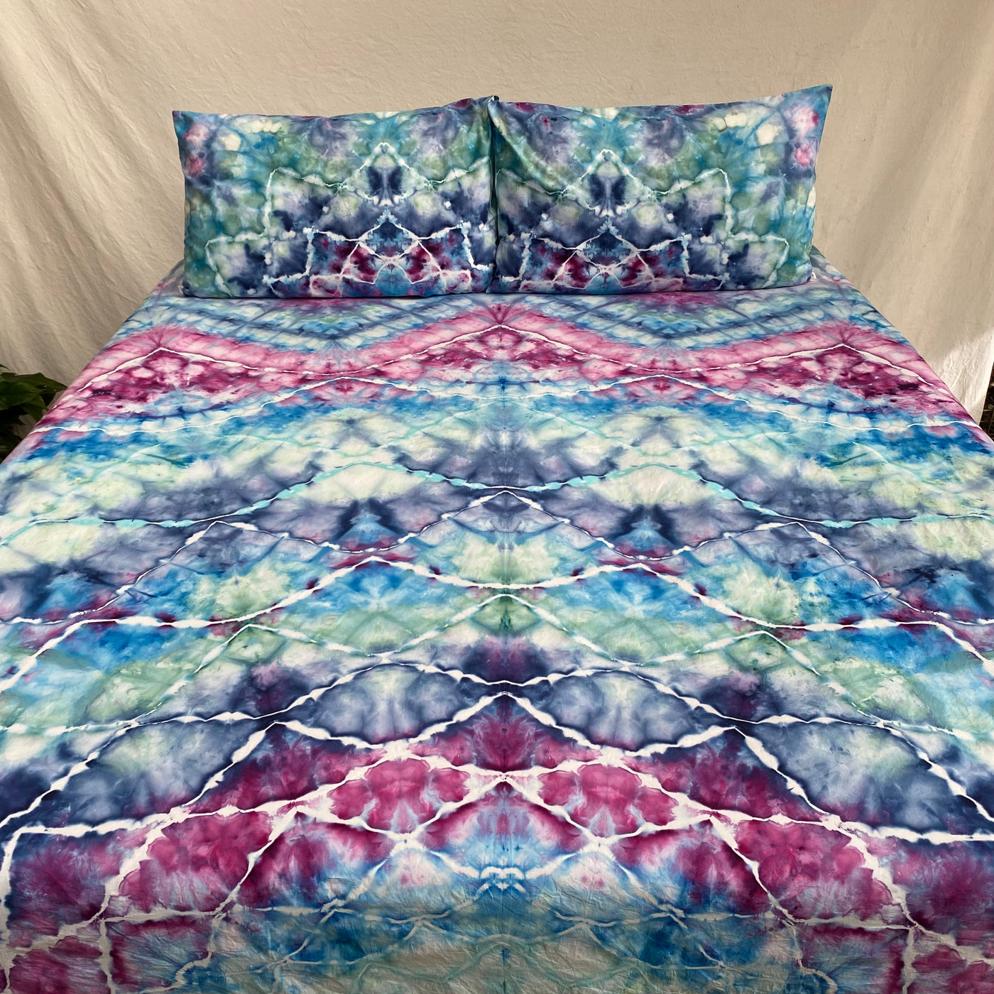 Purple | Blue | Jade Mandala tie dye Throw Set