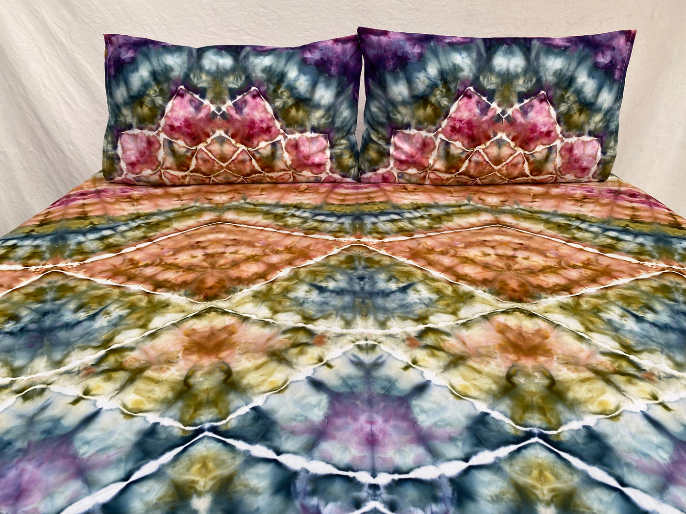 Earthy Rainbow Mandala tie dye Throw Set