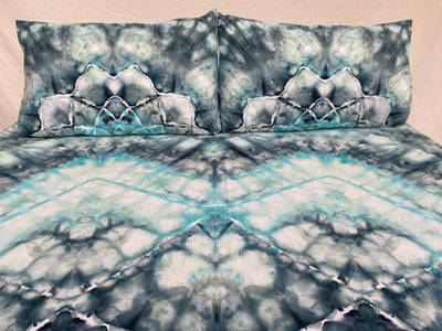 Teal + Jade Mandala tie dye Throw Set