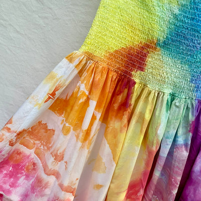 XL hand dyed sun dress - Rainbow