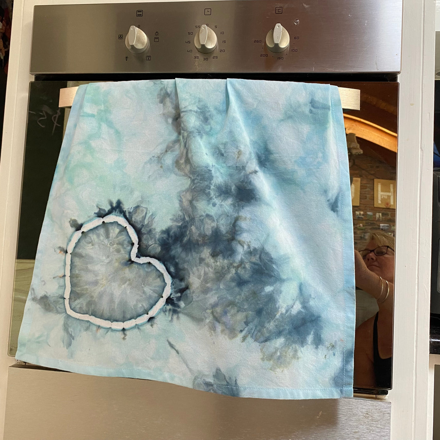 Blue heart - Tie Dye Tea Towel